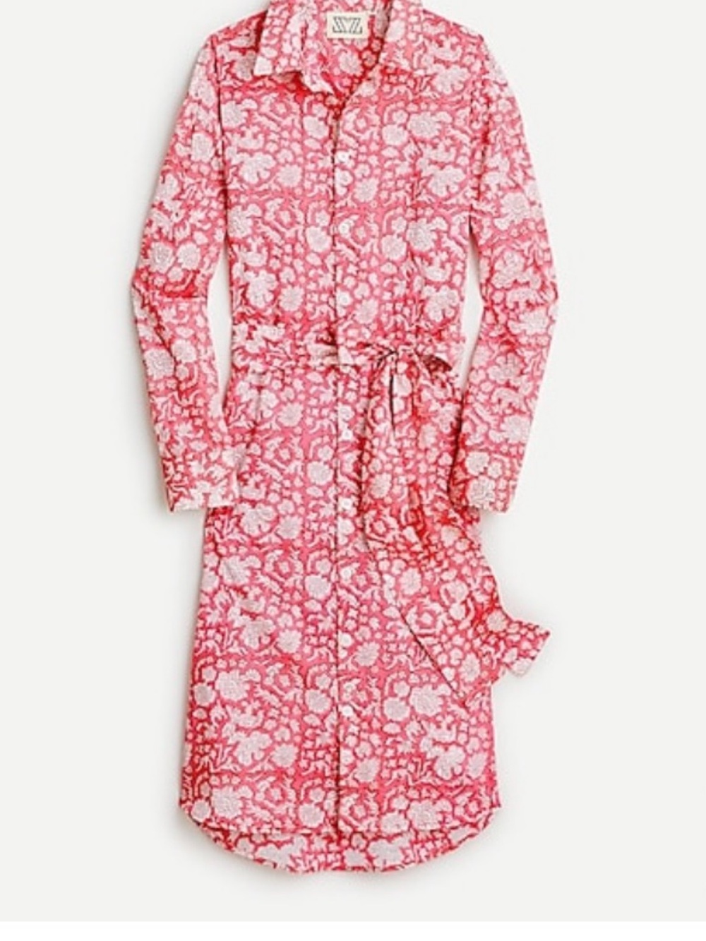 J. Crew Button Front Floral Shirt Dress with Tie Waste